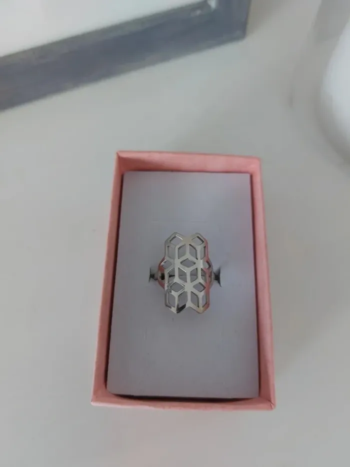 Bague acier inoxydable géométrique