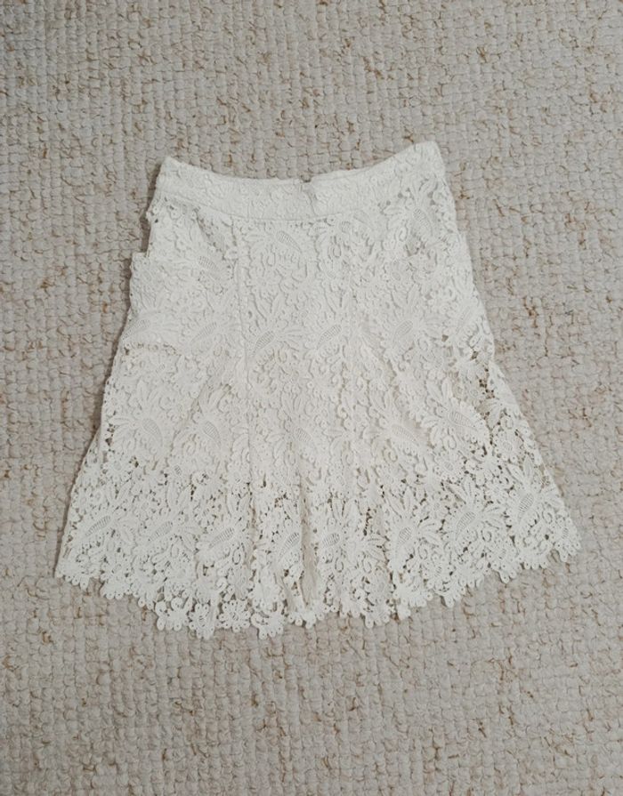 Jupe en dentelle blanc écru crème Maje 34 100% coton - photo numéro 4