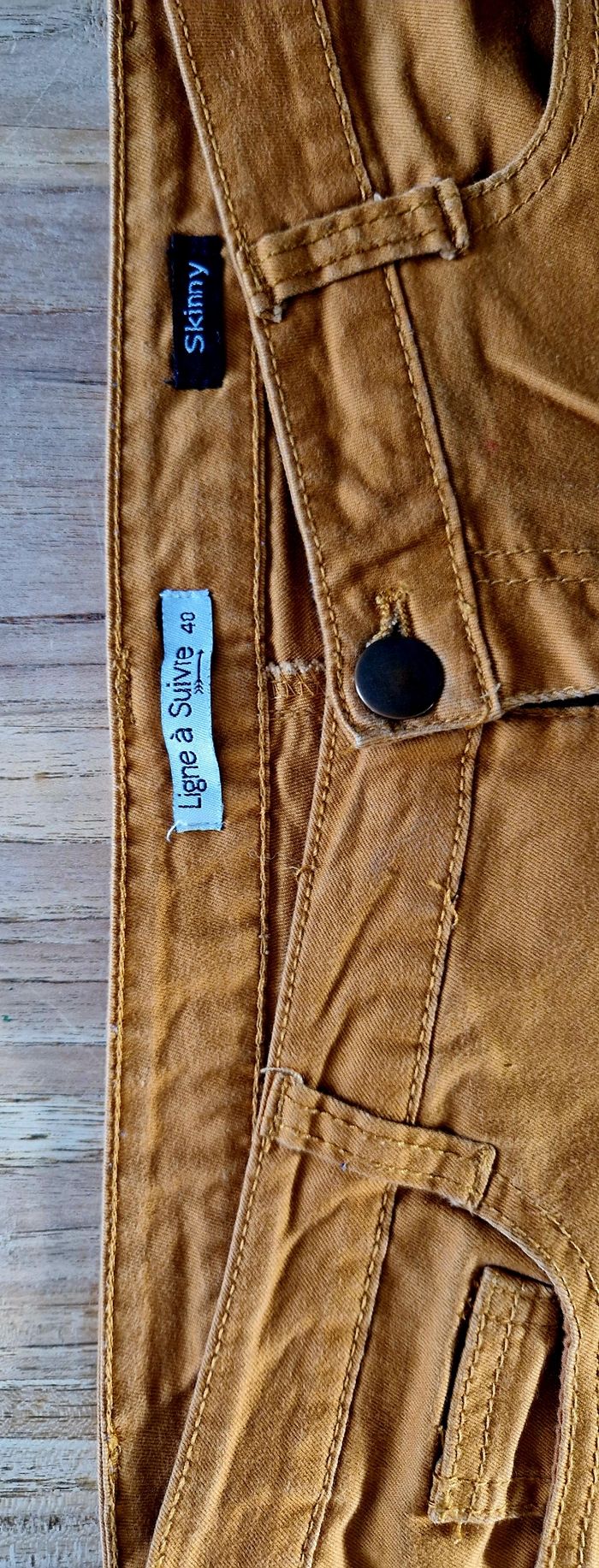 Pantalon droit  skinny - moutarde - T 40 - photo numéro 4