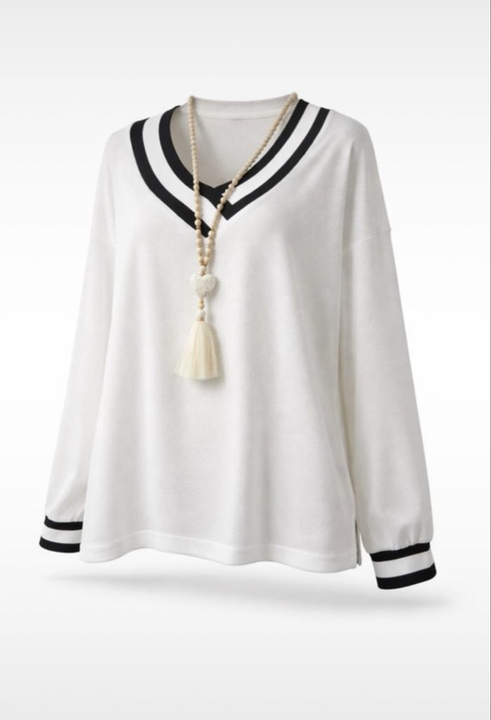 đž pull / tunique / blouse Ă©lĂ©gante â taille 56 â grande taille â blanc & noir đž - photo numĂ©ro 5