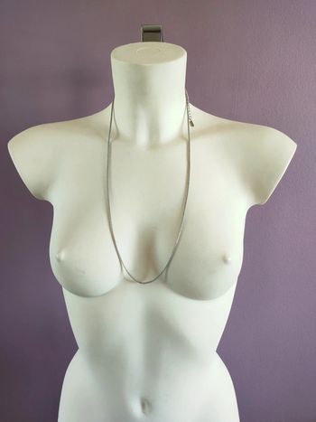 Collier long en métal argent