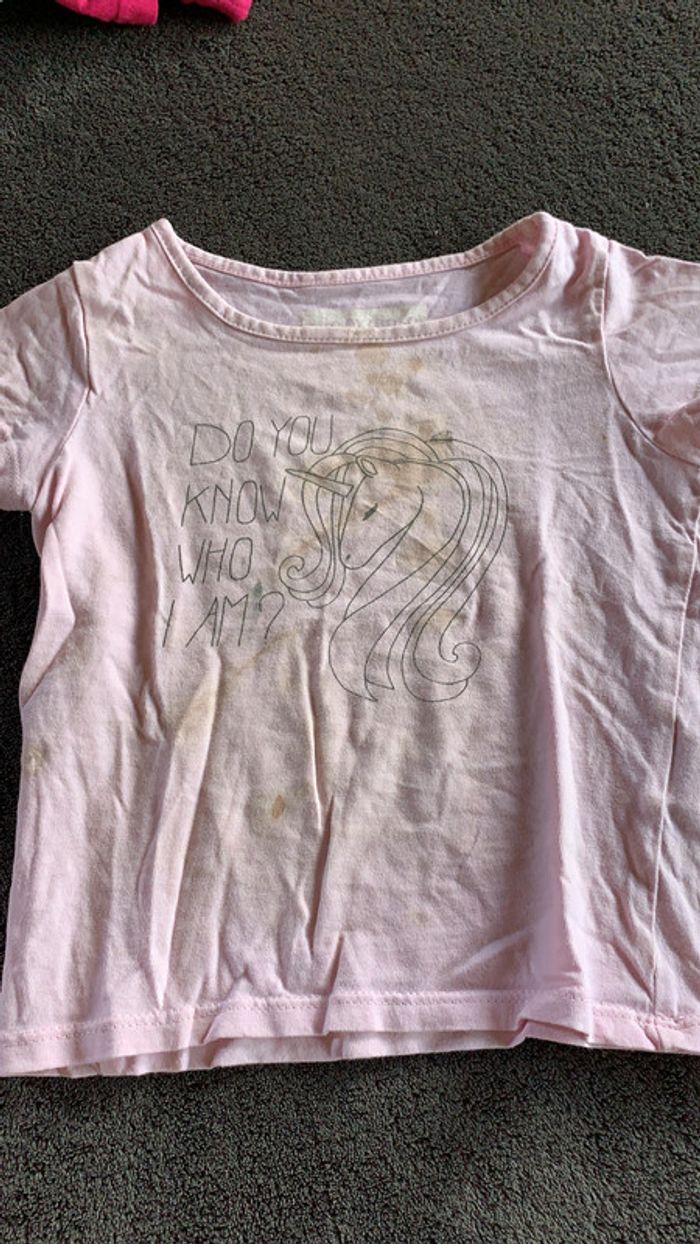 T-shirt manches courtes rose licorne