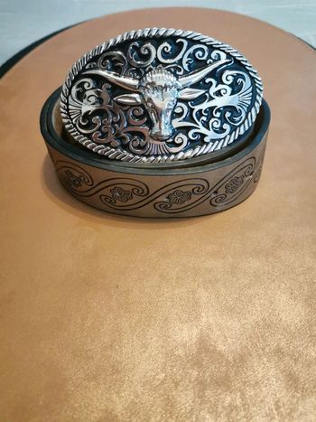 Ceinture de cowboy country taureau argenté