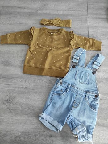 Ensemble pull et salopette fille, 6 mois 