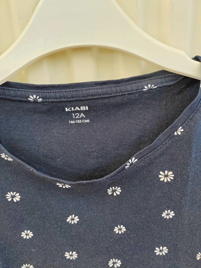 💙Tee shirt bleu à fleur 12 ans Kiabi - photo numéro 2
