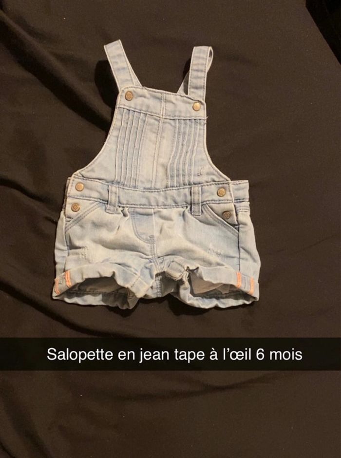 Salopette short jean tape à l’œil 6 mois