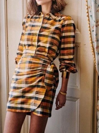 Robe Sezane Jana ocre à carreaux 