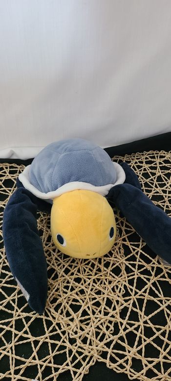 Doudou peluche tortue beige bleu Obaïbi