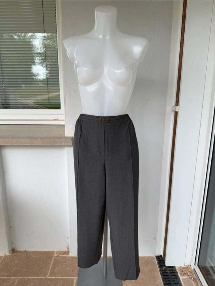Pantalon gris élastique, Bleu Bonheur - photo numéro 1