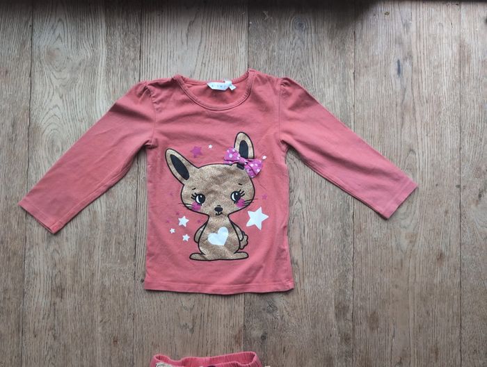 Ensemble short/t-shirt/legging corail lapin Doré 3 ans - photo numéro 2