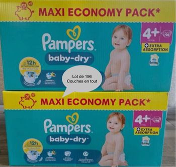 2 carton de couches Pampers taille 4+