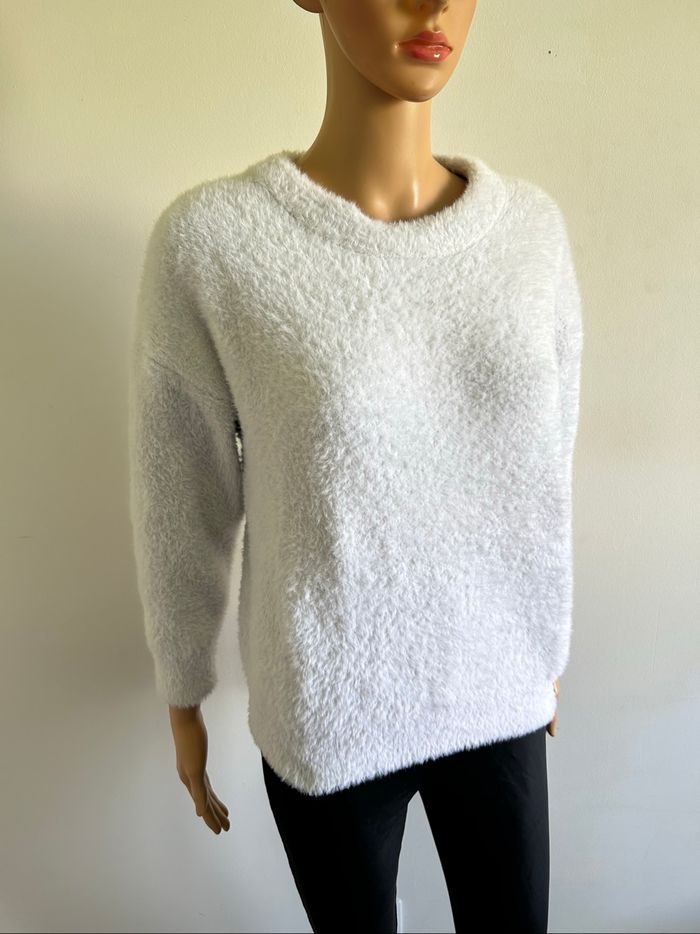Pull blanc tout doux à manches longues Morgan taille S comme neuf - photo numéro 2
