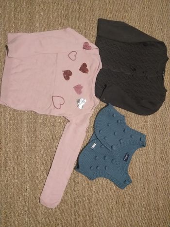 Lot 2 gilets + pull léger 8 ans