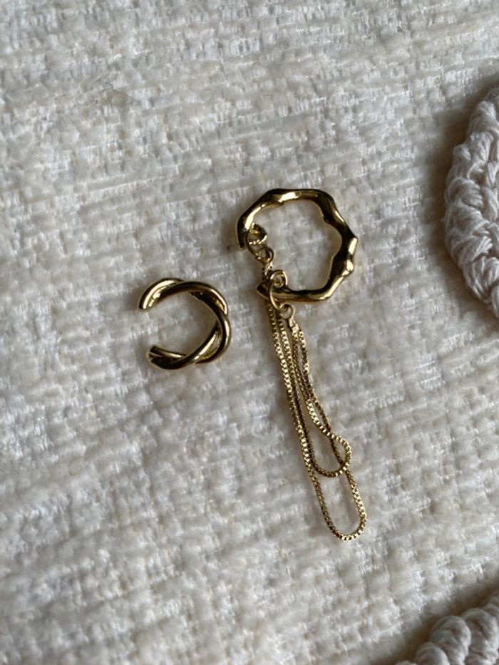 Lot de 2 bagues doreilles doré - photo numéro 4