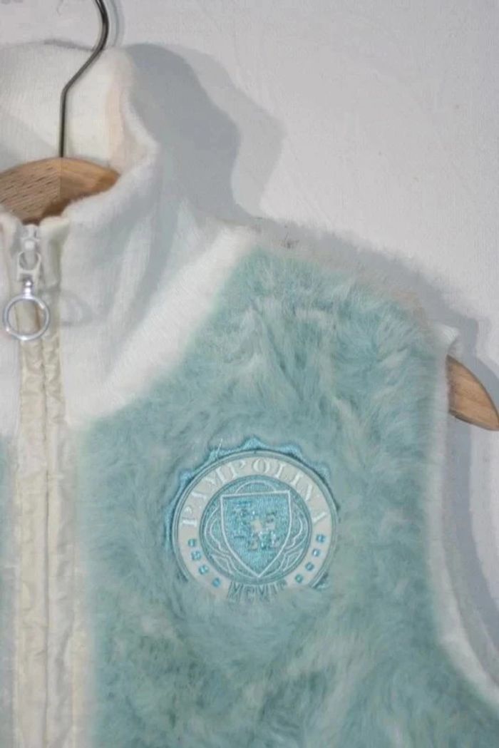 Doudoune sans manche blanche avec fourrure bleue Pampolina 6 ans - photo numéro 2