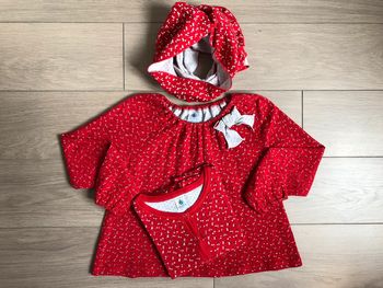 Ensemble cardigan + blouse + snood en tubique collection Noël Petit bateau T-8 ans