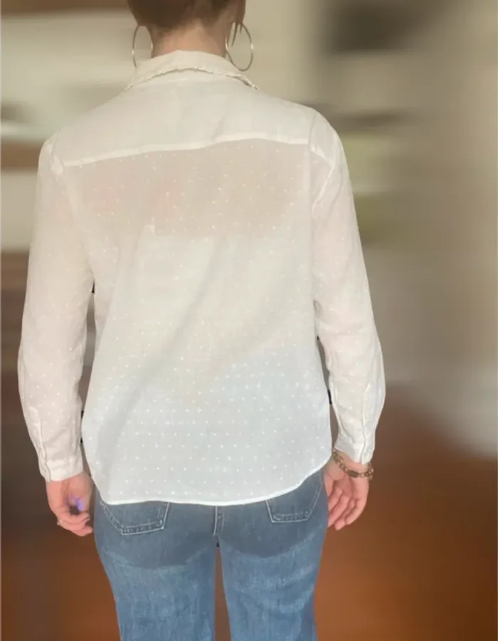 Chemisier bouse fluide blanc avec relief en coton. - photo numéro 3