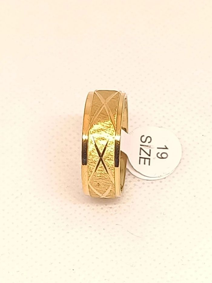 Bague anneau acier type alliance doré - photo numéro 2