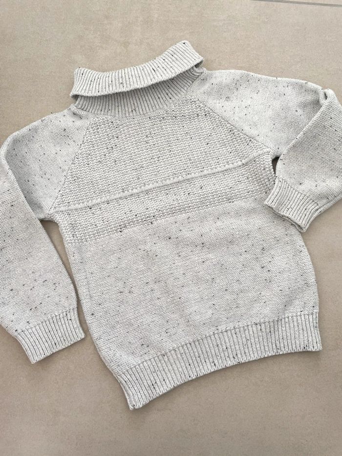 Pull garçon col roulé blanc chiné 18-24 mois
