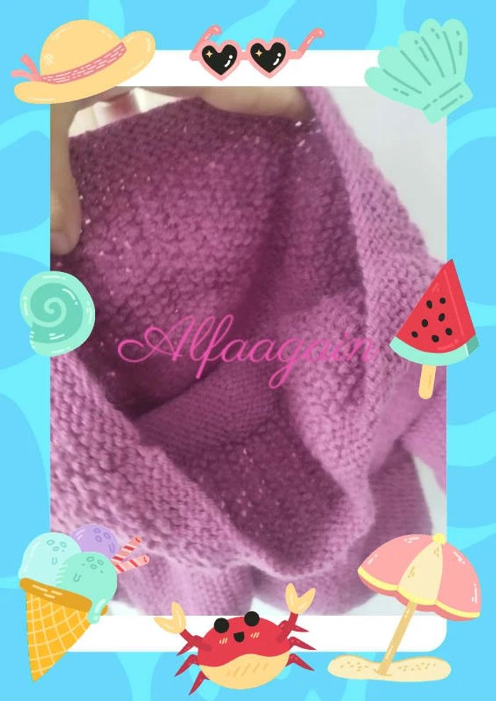 Gilet bonnet écharpe rose framboise tricot 3/4ans - photo numéro 6