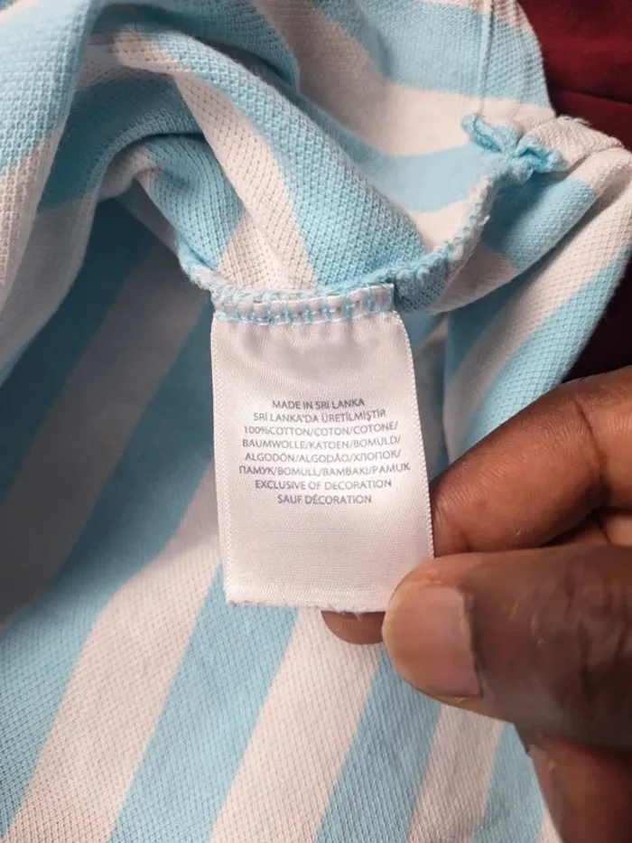 Polo Ralph Lauren Custom Fit – rayures bleu ciel/blanc – Taille S - brodé (570) - photo numéro 7