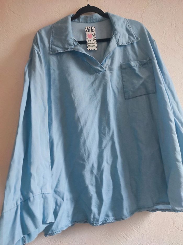 Chemise jeans légère bleu ciel – taille Unique - photo numéro 6
