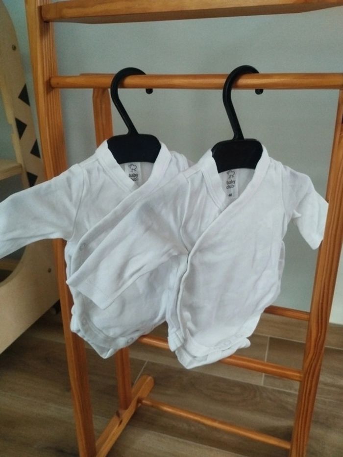 Lot de 2 bodies blanc mixte naissance 46cm