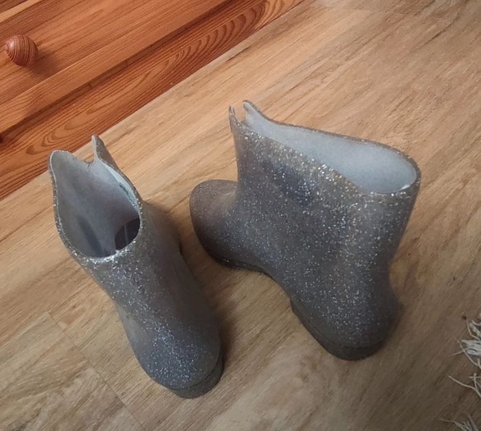 Bottines de pluie caoutchouc gris pailleté Vivienne Westwood x Melissa - photo numéro 4
