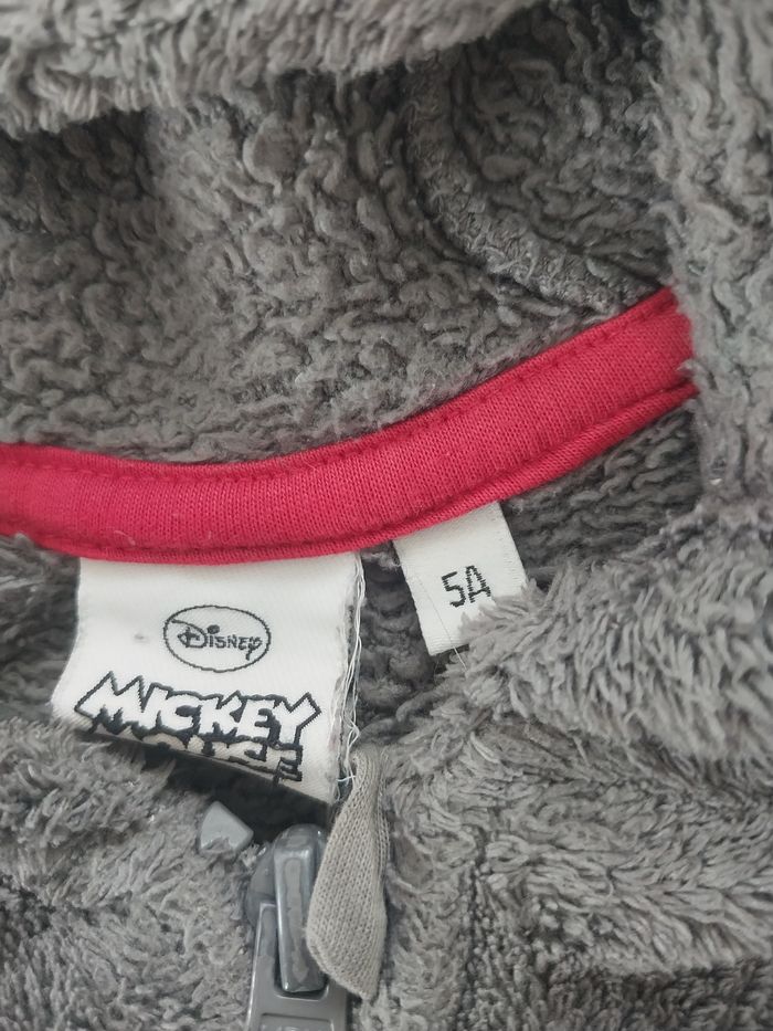 Sweat zippé Disney Mickey 5 ans gris polaire capuche chaud mixte - photo numéro 3