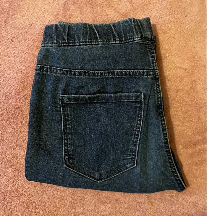 Jean H&M femme bleu foncé - taille 34 - coupe slim - taille élastique - photo numéro 6