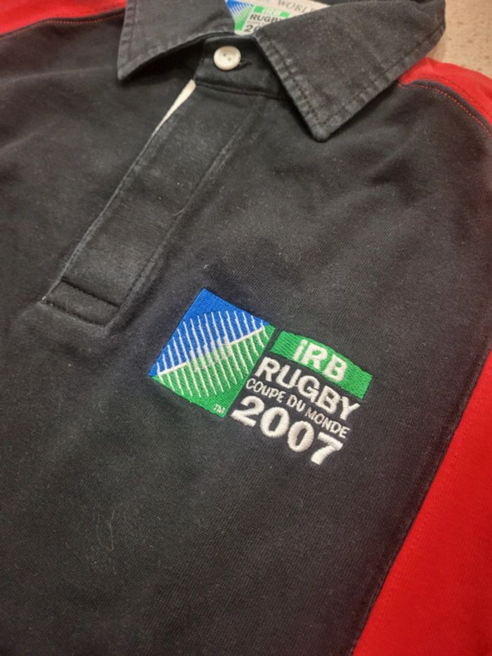 Polo manches longues long sleeve officiel Coupe du monde de rugby 2007 logos brodés - L - photo numéro 5