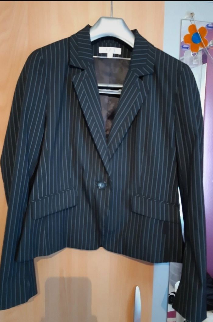 Veste de tailleur 123  rayée noire et blanche Taille 42