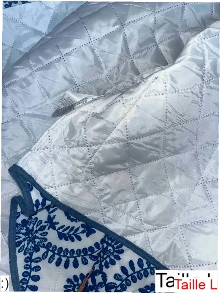 Veste Femme Matelassée Imprimé Floral Bleu Bohème - Taille L Neuf Jamais Porté - photo numéro 4