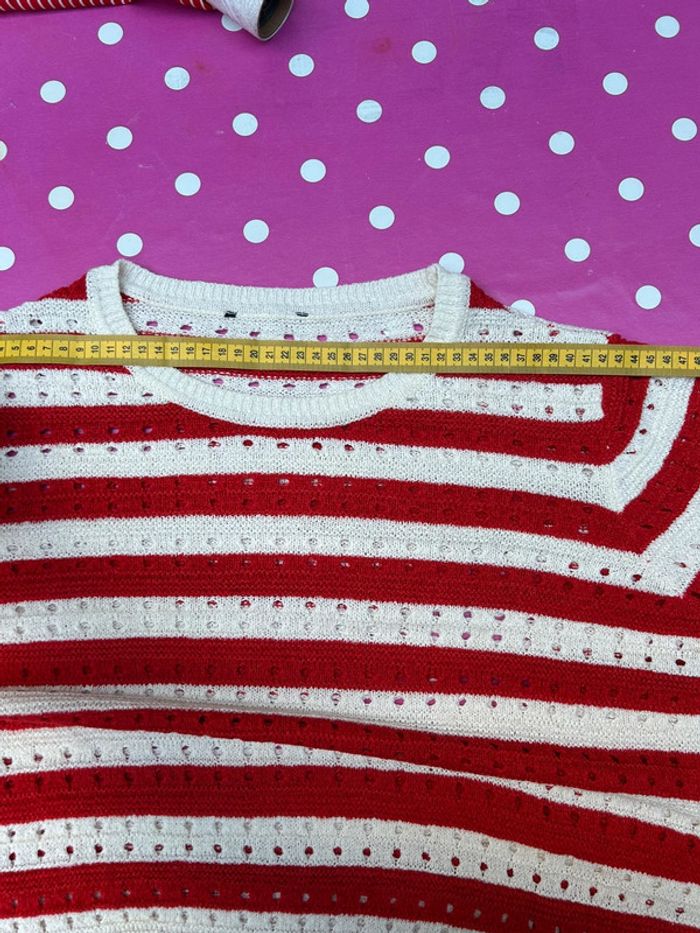 Pull tricot à rayures et à trou esmara - maille taille 38 été - photo numéro 8