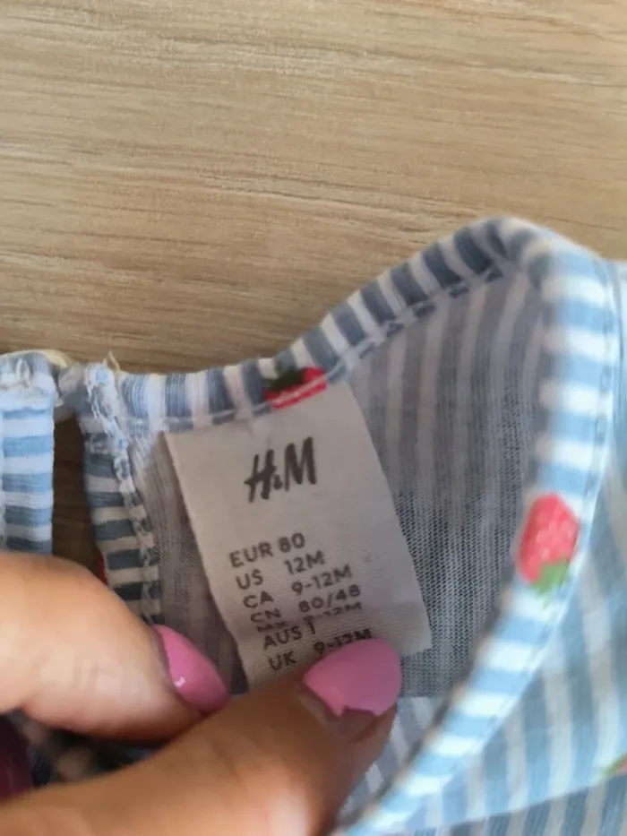 Robe fraise rayures h&M 80 cm 9/12 mois - photo numéro 2