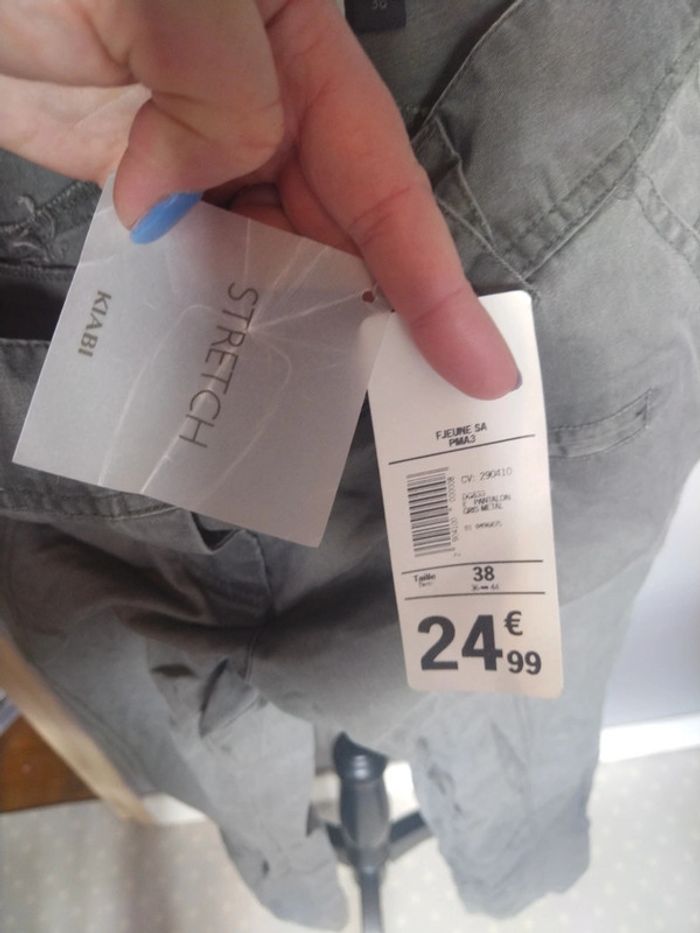 Pantalon toile vert neuf - photo numéro 4