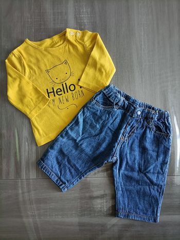 Ensemble T Shirt manches longues/ jeans Mixte 3 mois