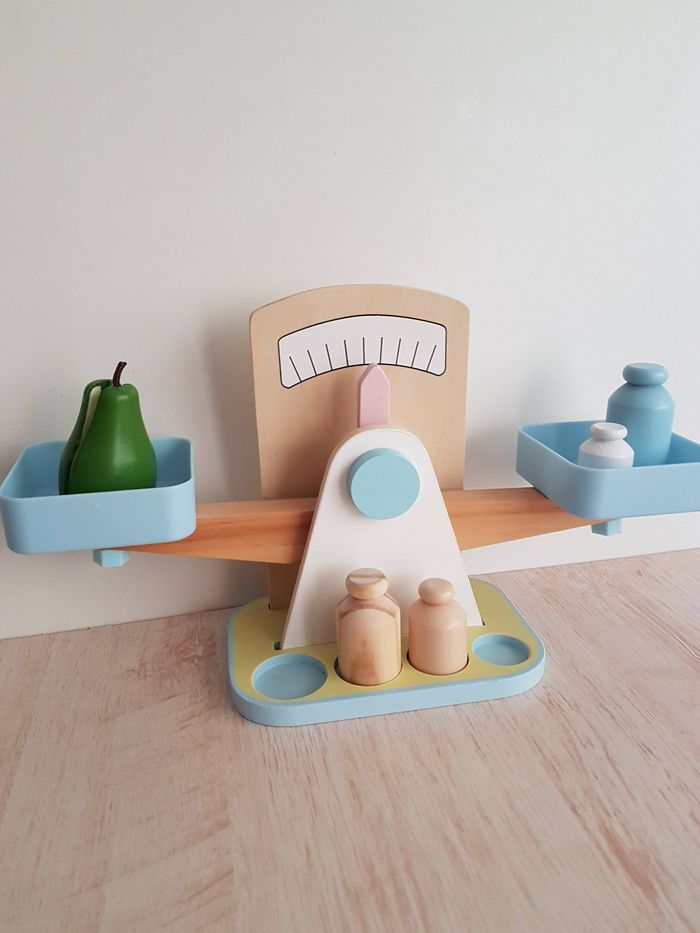 Balance du marché, fruits et légumes en bois à découper pour dînette - photo numéro 2