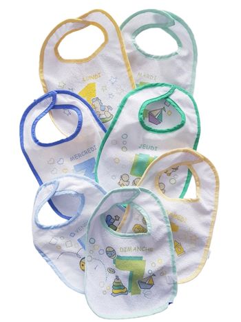 Baby Bear - Lot de 7 bavoirs - Doublure plastifié - Jours de la semaine