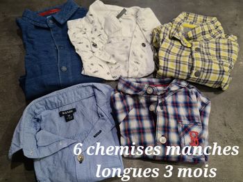 Chemises manches longues 3 mois