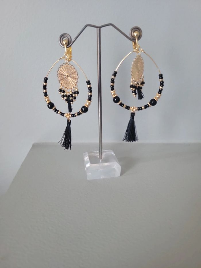 Clips "attrape rêves " acier gold et noir. - photo numéro 5