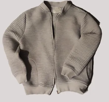 🧥 Veste Zara Boys 11-12 ans (152 cm) grise côtelée – zip à réparer