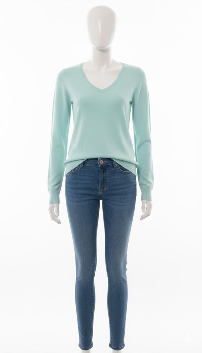 Magnifique Pull Vert d'Eau avec Dos Dentelle Original