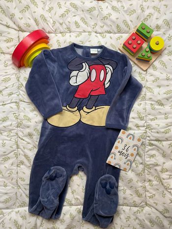pyjama grenouillère en velours marine mickey dinay 36 mois