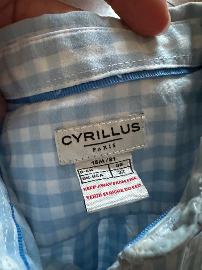 Chemise Cyrillus carreaux bleus manches courtes 18 mois - photo numéro 4