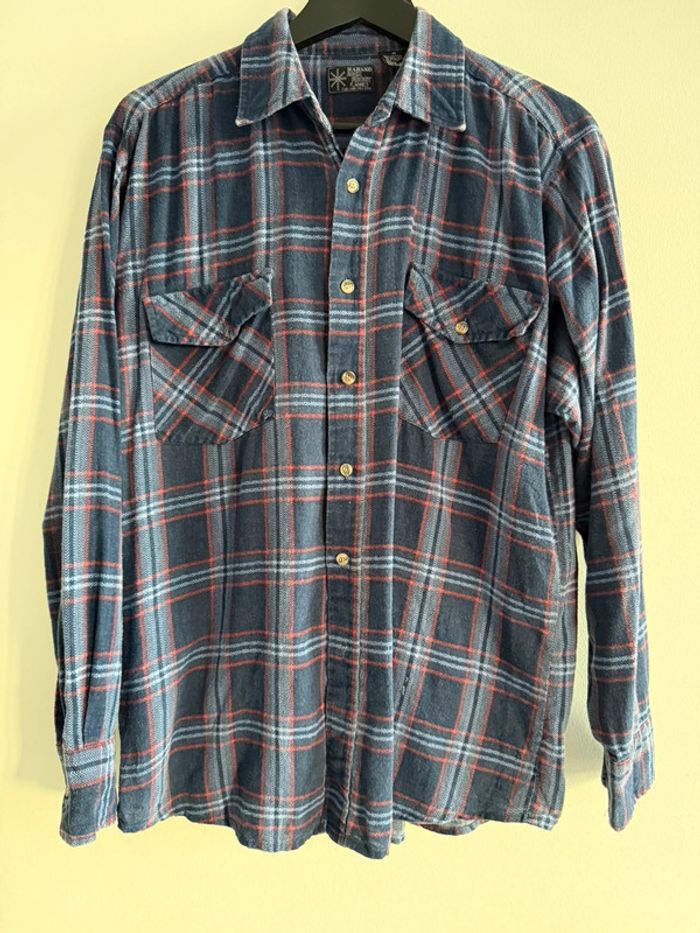 Chemise / Surchemise Haband vintage dressing en coton taille M couleur violet & rouge - photo numéro 3