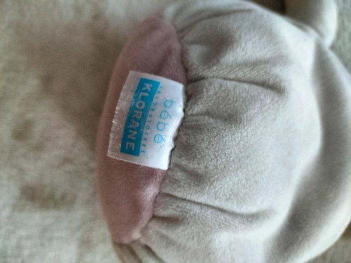 Doudou lapin blanc et rose klorane - photo numéro 3