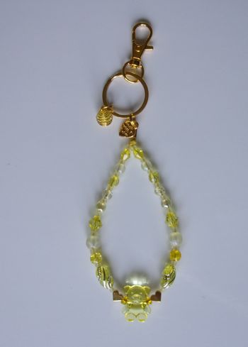 Porte clé doré ou Déco de sac à main ourson jaune