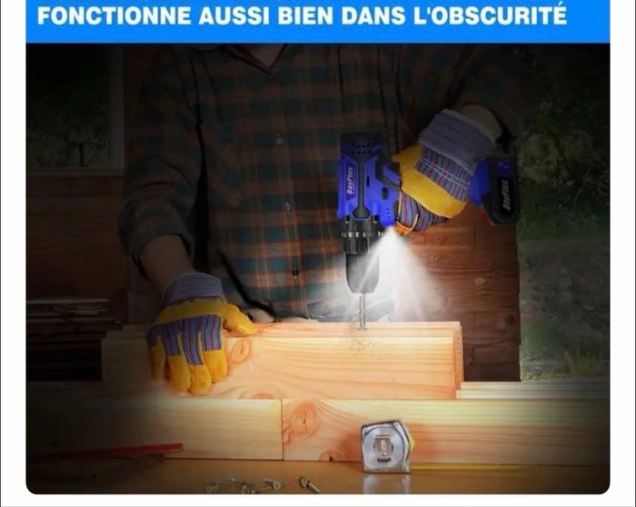 Coffret Perceuse Visseuse sans fil complète 21V puissante avec Led Neuve Promo - photo numéro 2