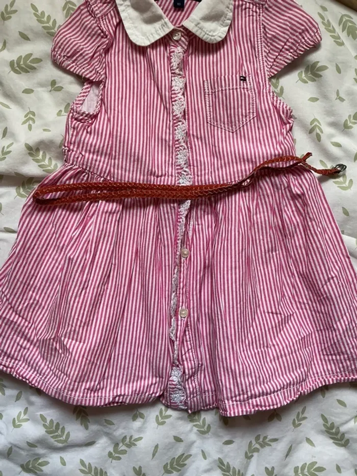 robe manches courtes rayé rose et blanc avec ceinture poche poitrine tommy hilfiger 18 mois - photo numéro 7